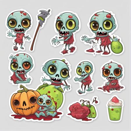 00080-20230831114012-7779-Cute zombie shiny StickerSheet  _lora_SDXL-StickerSheet-Lora_1_, Very detailed, clean, high quality, sharp image, Eric Wallis.jpg